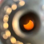 Lakshmy Ramakrishnan Instagram - Partial solar eclipse which was visible in Mumbai on 25/10/2022 at 5.49.pm, shot thru a solar filter by Sri S. Natarajan , lecturer , Nehru planetarium , Mumbai . He shares that he conducts astronomy programs all over India, on honorary basis, nos -9869264477