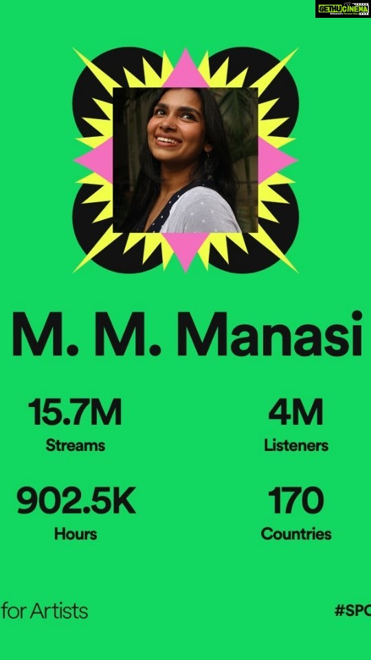M.M. Manasi Instagram - Spotify Wrapped 2022♥♥ This has been extremely overwhelming ♥♥ Thankyou so so so much for your continued love and support🤩🥰🥰 #spotify #spotifywrapped #spotifywrapped2022 #spotifyforartists @spotifyindia