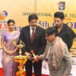 Madhuurima Instagram - So glad to meet Mr @sandeepmarwah Getting felicitated by The guru and President of Asian Academy of Film & Television . Celebrating the 15th anniversary of The Global film festival at #marwahstudios . Wearing @zaribanaras saree #awards #awards