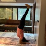 Malavika Instagram – My world looks better upside down 💫 #yogalove #corestrength #shirishasana #pinchmayurasana