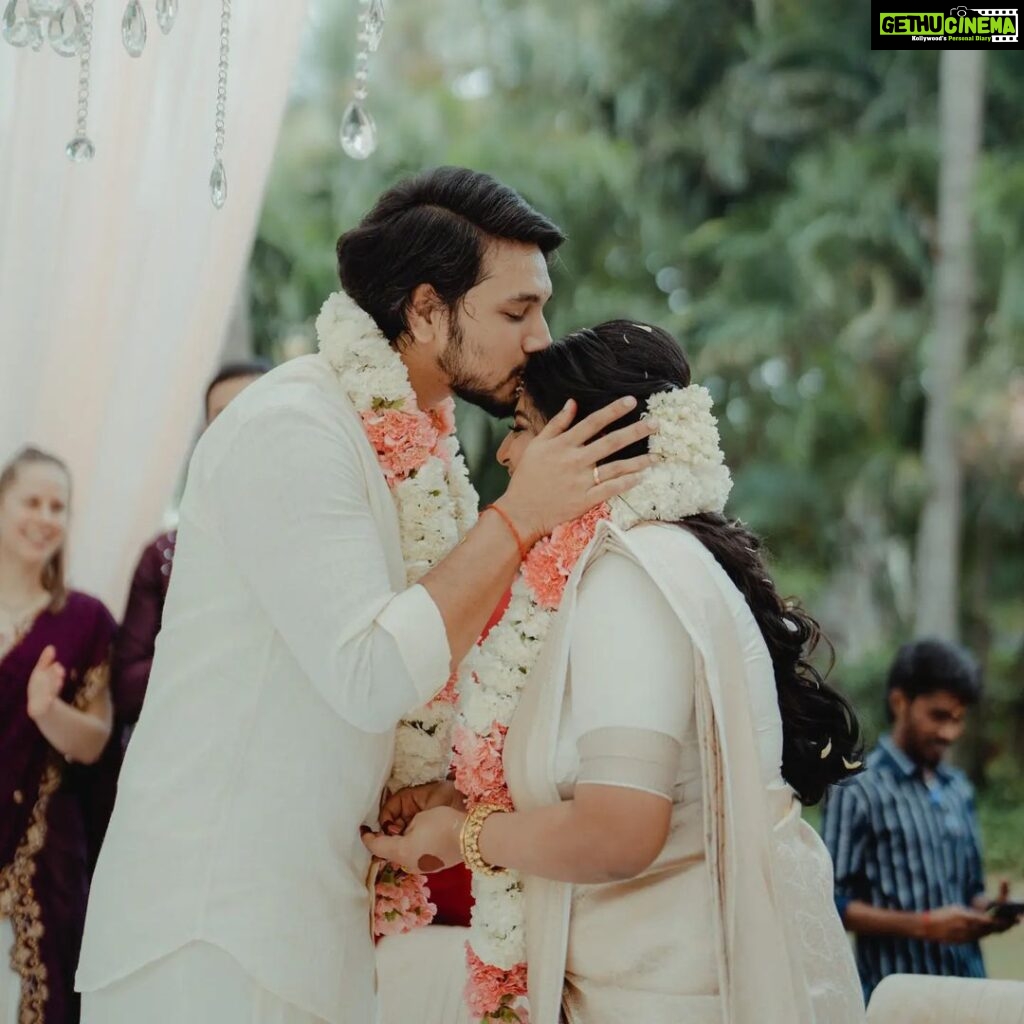 Manjima Mohan Instagram - The most magical moment of our lives❤ ♾ This wouldn't have been possible without the help of a few people. The first person who came on board for our wedding was @jacksonjamesphotography ❤ Thank you jackson for being so supportive, understanding and for introducing us to the team of @the_hue_story Roshini and Suman, the two main pillars of this wedding. Thank you guys for making our wedding look so beautiful. You guys are the best ❤ Reshma a big hug for all the help you did by styling us up exactly the way we had imagined @shimmerme.co ❤ Thank you @vanithaprasad for all the last minute help you did for me and you did it beautifully. ❤ Saloooo I have only one thing to tell you! You are the best and we love you a lot @teamdiamondartistry ❤ Thank you Rekha and the team of Green Meadows, you guys have been so understanding. Providing excellence in your service and hospitality❤ Finally a big thank you to all our family, friends, media and well wishers for always extending your love and support to us❤❤❤ Green Meadows Resort