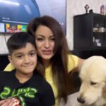 Maryam Zakaria Instagram - Just a reminder to my boys 😘❤️ @realaryanthakur @rockycutie2021 . . #trending #reels #reelitfeelit #reelsinstagram #motherandson #doglover #goldenretriever