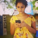 Namita Krishnamurthy Instagram - Me sending a risky text. #betweenshots #actor #performer #yellow #chubbycheeks #browngirlmagic #chillvibes #onsetlife #casual #mallugirl