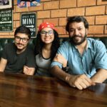 Namita Krishnamurthy Instagram - OG. 🖤 Wearing my fave satin scarf from @themaybelcollection 🥰 Thanks @abishek_joseph for the picture. #mine #myboys British Brewing Company - BBCo