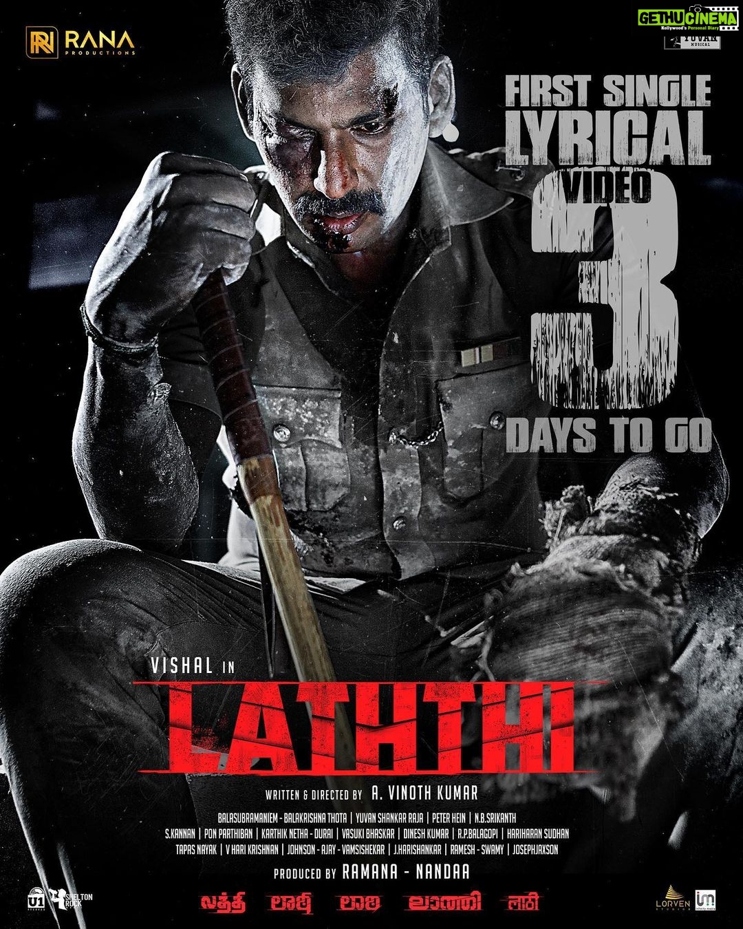 Nandha Durairaj Instagram - Get ready! #ThottaLoadAageWaiting The first single from #Laththi is locked and loaded #3daystogo Releasing on October 5th #Laththi #Laatti #LaththiCharge @actorvishalofficial @rana_productions_ @nandaa_actor @actorramana_official @itsyuvan @u1recordsoffl @dir_vinothkumar @thesunainaa @dop_balu @peterheinoffl @vasukibhaskar @srikanth_nb @harikr_official @johnsoncinepro @ursvamsishekar