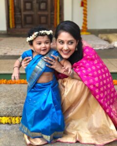 Neetha Ashok Instagram - First February Babies in sareeee! My bundle of joy ❤️ Nia and Nee Chikki forever 😍 The Tamarind Tree