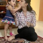 Neetha Ashok Instagram – We can’t keep calm!!! We are already getting ready 😂😂 birthday in 10 more days 🙈 
#firstfebbabies #nia&neechikki
Pls note: m not touching the brush to her face! So no make up was used for Nia yet 😝🤪 Bangalore, India