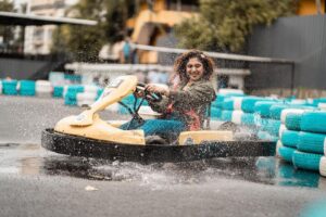 Noorin Shereef Instagram - Adieu to my fears about how to be on a racing track, & Cheers to my love for car racing! It’s here. Our Capital City’s first ever go-carting zone! 
Don’t keep calm.Go get your dear ones along, go race & chill at Funplex, Akkulam Bypass, Trivandrum. 

( A 🏁go-kart or go-cart is an open wheel car which comes in different sizes and shapes. Go-kart racing, which has been around for decades, is often seen as a stepping stone to the more popular Formula One racing. These karts can come at different speeds, some going up to 260 km/hour. However, the karts meant for recreation for public use would generally use lower speeds.) 

Come to @funplextvm  and feel that you own the race🏎🏁

At @funplextvm 
Pc @three.feet.project

#noorinshereef #funplex #gokart #gocarting #capital #trivandrum #motoblog