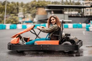 Noorin Shereef Instagram - Adieu to my fears about how to be on a racing track, & Cheers to my love for car racing! It’s here. Our Capital City’s first ever go-carting zone! 
Don’t keep calm.Go get your dear ones along, go race & chill at Funplex, Akkulam Bypass, Trivandrum. 

( A 🏁go-kart or go-cart is an open wheel car which comes in different sizes and shapes. Go-kart racing, which has been around for decades, is often seen as a stepping stone to the more popular Formula One racing. These karts can come at different speeds, some going up to 260 km/hour. However, the karts meant for recreation for public use would generally use lower speeds.) 

Come to @funplextvm  and feel that you own the race🏎🏁

At @funplextvm 
Pc @three.feet.project

#noorinshereef #funplex #gokart #gocarting #capital #trivandrum #motoblog