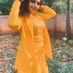 Noorin Shereef Instagram - Thank you @haseena_hasi_ ummi♥️ for designing this yellow indi-westo suit for me on my birthday♥️♥️♥️♥️ swipe Picture credit to @nazerin_nechu