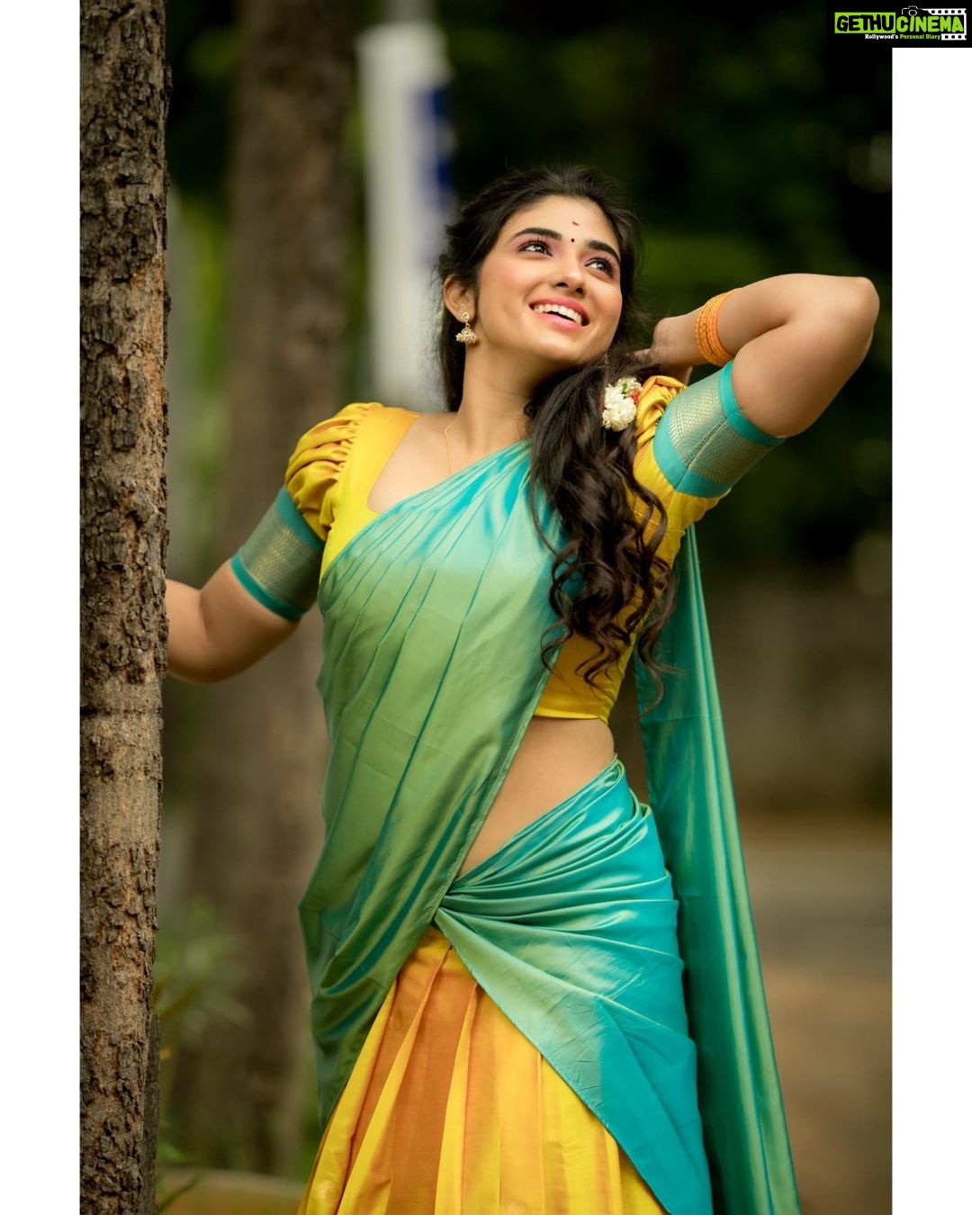 Pin by Haritha Akhi on Saree and Half saree | Onam outfits, Half saree,  Kerala engagement dress