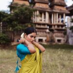 Priyanka Ruth Instagram - Happy Vinayak Chaturthi to everyone🐀 . . . Styling:@indu_ig Mua:@abhirami_mua Saree & blouse: @ruffle_trends Photography: @padman_photography #vinayagarchathurthi #festival #happiness #postivevibes #keepsmiling #instagood #instadaily #instamood #saipriyankaruth