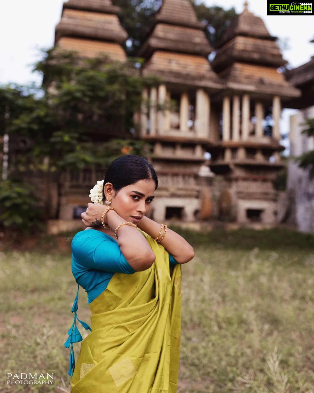 Priyanka Ruth Instagram - Happy Vinayak Chaturthi to everyone🐀 . . . Styling:@indu_ig Mua:@abhirami_mua Saree & blouse: @ruffle_trends Photography: @padman_photography #vinayagarchathurthi #festival #happiness #postivevibes #keepsmiling #instagood #instadaily #instamood #saipriyankaruth