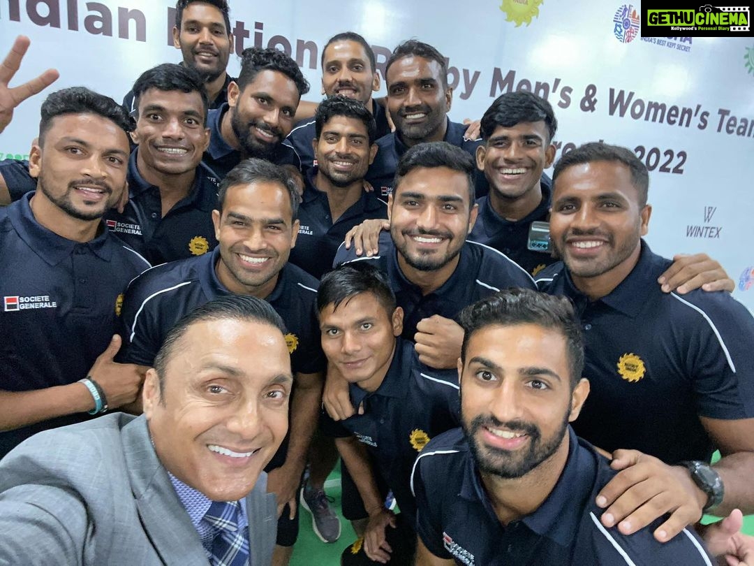 Rahul Bose Instagram - According Ludwiche Van Deventer, head coach of the India 7s teams - led by @prince_khatri09, this is one of the strongest Indian men’s rugby teams to leave these shores. All the best, gentlemen. Have a brilliant warm up at Stellenbosch, South Africa, and I’ll see you in Jakarta! #AsiaRugbySevensTrophy All of us missed you @chhotu_vikas @rugbyindia #ARST2022