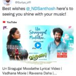 Raveena Daha Instagram – Thank you so much @actorsuriya sir😍 

Do watch UN SIRAGUGAL in youtube and support ! 

@apinternationalfilms 

Sit aside and endure her..!!
VADHANA 
@im_raveena_daha @sanjeevevenkat @chandiniofficial @ndsanthosh @dhaanyaraju @dhivya.vijayan @purplebox_ind 
#filmmaking #vadhana #movie