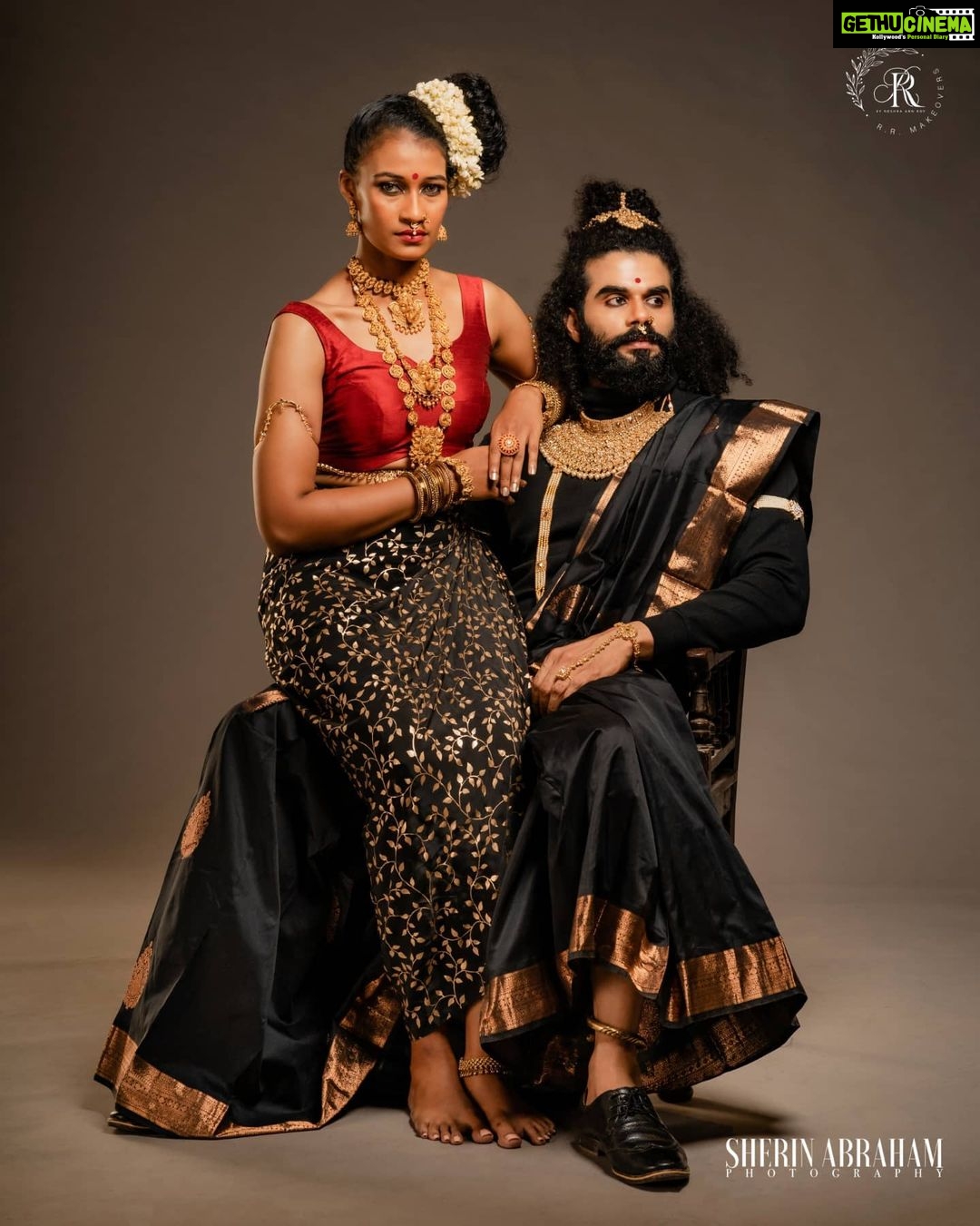 Roshna Ann Roy Instagram - F R E E D O M 🥰 Create your own visual style… Let it be unique for yourself and yet identifiable for others.” 💕 Can men wear women's clothing? Now before you jump to conclusions… Hear me out., No – I'm not talking about cross dressing. I'm talking about pieces designed for women… that can actually look great on men too… AND are functional. Its because only society is changing day by day, and its common thing abt the cross dressing methods 😘 people accepting evrything now 💕 What’s more, men are being encouraged to explore their feminine side, and that they don’t have to be all manly and suppress their softer feelings. They should be free to express themselves, even if that means dressing up like a lady. And if this eventually leads to a man wanting to become a full woman, well, that’s his life and his choice.😘 So guuyyz this ma new project and concept for men " in saree " 💞💕 Shre ur comments here 💞 Credits : Concept & direction : @roshna.ann.roy Make-up : @rr.makeovers Inframe : @jayalakshmimp @adeeb_jaleel @oj6627 📸 : @sherinabrahamphotography Special credits : @judefelix_offical Styling :@anushaann_night_hoot Loc :@maxxocreative @huwais.m Saree : @kanchipuramsilks_ Jwells : @ladies_planet_rental_jewellery Costume (her): @babe_by_minnumariya Turtleneck tshirt : @gabbana_tcr