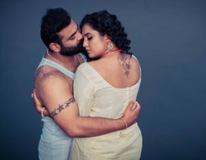Roshna Ann Roy Instagram - New year.....
New dreams... New chances.... ❤
 Inframe : me &mine 
📸 : @mojin_thinavilayil
Costume : @cameella_boutique
Mua : @antony.k.x
.......

No one else can feel this love♥
 that he is giving to me 😘and that is what makes him so special.💞
.... Love u..... Dear... @kichutellus 
......#2021 #firstnewyeartogether