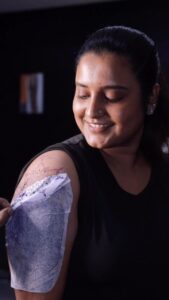 Roshna Ann Roy Instagram - This s ma second inking experience with ♥️@kuldeepkrishna369 ,  most fav tatoo artist  in town !!!!!❤️ 
 Coverup is too difficult task actually  so its a new design tattooed over the top of an existing tattoo so the old tattoo is no longer visible or is part of the new piece of art. Basically, getting a tattoo over a tattoo. 🫣 so let’s wait for the final touch ♥️ 
 Thank u somuch @kuldeepkrishna369 once again for this love💜🧡 
#tatoodesign #tatoolove #kuldeep #deepinktattoo #inked #girltatoo