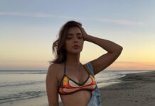 Ruhi Singh Instagram - From Malibu with love This signature butterfly top by @julietjohnstone is absolute 🔥 Such a powerhouse of talent