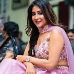 Sakshi Agarwal Instagram - Some candid moments from the spectacular show . Get ready with me for this look- Coming soon💕 . @sameerbharatram @murugeshmakeup_hair @sathish_photography49 . #hindustaninstituteoftechnologyandscience #lehenga #picoftheday #collegeculturals #showstopper #sakshiagarwal Chennai, India