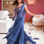 Sangeetha Sringeri Instagram - Blue my favourite 🦋 fell in love with this outfit by @aiwasilks Thank you so much @joe_elize_joy for styling me and @makeupbynandininr for making me look as requested, u were perfect as always and of course @vageeshkanth for clicking these beautiful still from the launch event