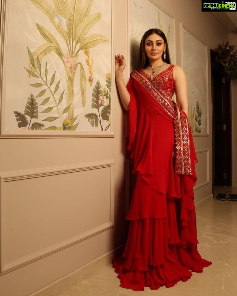 Shefali Jariwala Instagram - In mood for some #red ! #saturdaze Clicked by @iam_kunalverma Wearing @gopivaiddesigns MUA @rushi.passion . . . #saturday #weekendvibes #redhot #love #sareelover #ootd #instafashion