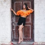 Sherlin Seth Instagram - 🧡🏵️🧡 . . 📸 @abhinay_venkat @pavantanooj_photography . . . . #sherlinseth #viralpost #explorepage #explore #orange #slitdress #slitskirt #skort #foryou #forme #tamilcinema #tamilactress #bollywood #hindi