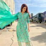 Shraddha Das Instagram – Green Dress, Blue Sky, Sunny Day, Spirits high 😊