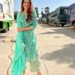 Shraddha Das Instagram – Green Dress, Blue Sky, Sunny Day, Spirits high 😊