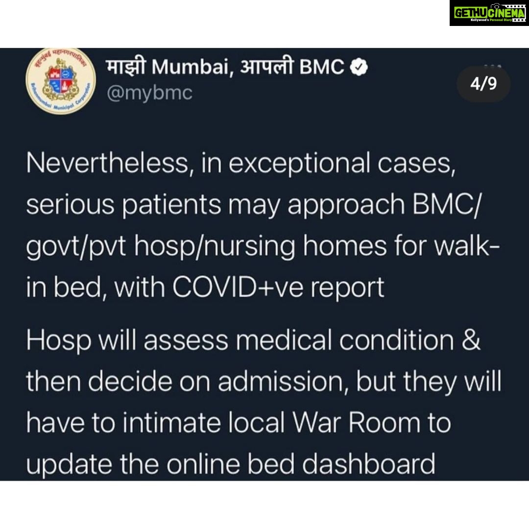 Shreyas Talpade Instagram - Apna Khayal Rakhiye. Kaalji Ghyaa π #Repost @itsrohitshetty (@get_repost) γ»γ»γ» A humble request to my Mumbaikar family. ππ» We all want to come forward and help each other in this situation but it is adding to the chaos and increasing the load on the bed allocation system. Right from the beginning @my_bmc has been working day and night towards the wellbeing of Mumbaikars in the pandemic. We all are in this together and Itβs a humble request to everyone to follow the BMC protocols. Please go through the information above in the pictures... Please note the War Room numbers in the above image are only for the residents of Mumbai. Stay safe... India will fight back.