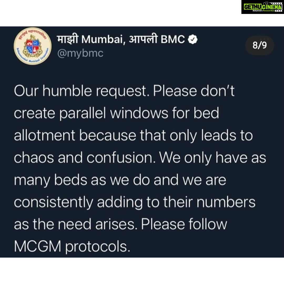 Shreyas Talpade Instagram - Apna Khayal Rakhiye. Kaalji Ghyaa π #Repost @itsrohitshetty (@get_repost) γ»γ»γ» A humble request to my Mumbaikar family. ππ» We all want to come forward and help each other in this situation but it is adding to the chaos and increasing the load on the bed allocation system. Right from the beginning @my_bmc has been working day and night towards the wellbeing of Mumbaikars in the pandemic. We all are in this together and Itβs a humble request to everyone to follow the BMC protocols. Please go through the information above in the pictures... Please note the War Room numbers in the above image are only for the residents of Mumbai. Stay safe... India will fight back.