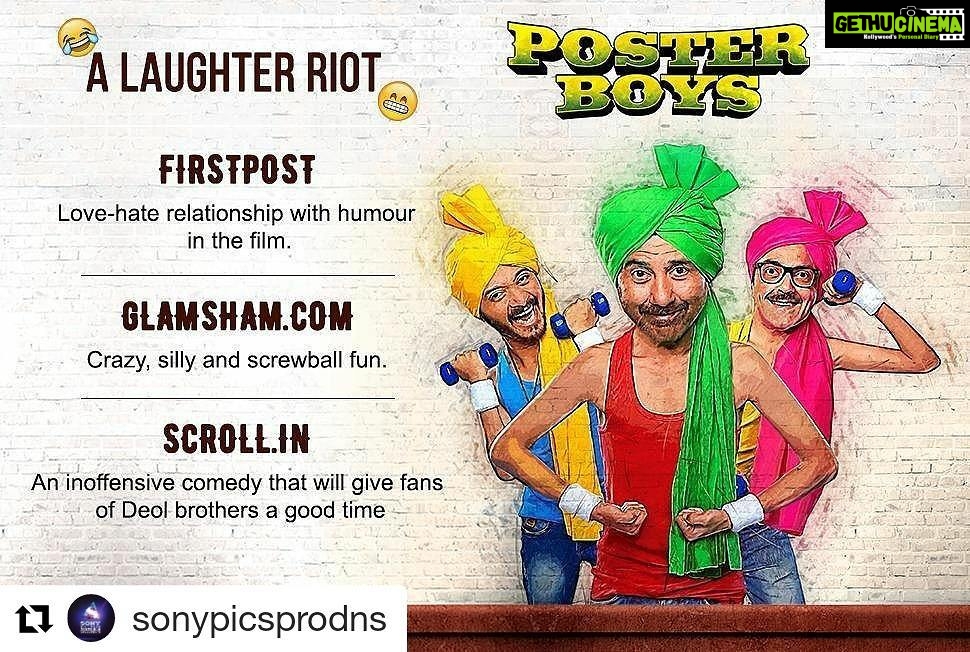 Shreyas Talpade Instagram - Have you booked your tickets yet? #Repost @sonypicsprodns (@get_repost) ・・・ The media is all praises for #PosterBoys! #PosterBoysOutNow Book your tickets now: http://bit.ly/PosterBoysBookTickets @iambobbydeol @iamsunnydeol @shreyastalpade1