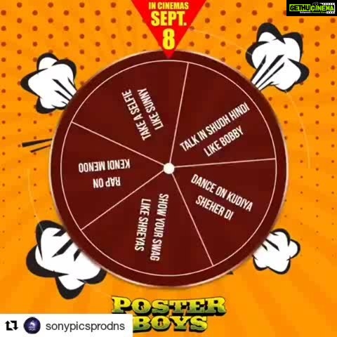 Shreyas Talpade Instagram - #Repost @sonypicsprodns (@get_repost) ・・・ Spin the wheel, do the activity mentioned and share it with us to win free #PosterBoys movie tickets! @iamsunnydeol @iambobbydeol @shreyastalpade1