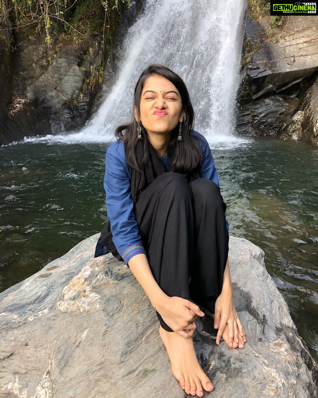 Simran Sharma Instagram - Goofing around almost about everywhere🤪🙈 Bhagsu Waterfall, McLeodganj