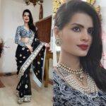Sonali Raut Instagram - #aboutlastnight at Bhushan & Kishan's #tseries Diwali party! Had a lot of fun. Blouse by- @idiottheory, saree - my mom's wardrobe #diwali #party #tseries #diwali2017