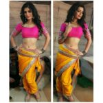 Sonali Raut Instagram - #ShootDiaries Another #navvari look. In love with the colour combination. #behindthescenes #scenes#shoot #bindi #payal #indian #ethnic #yellow #pink #MarathiMulgi
