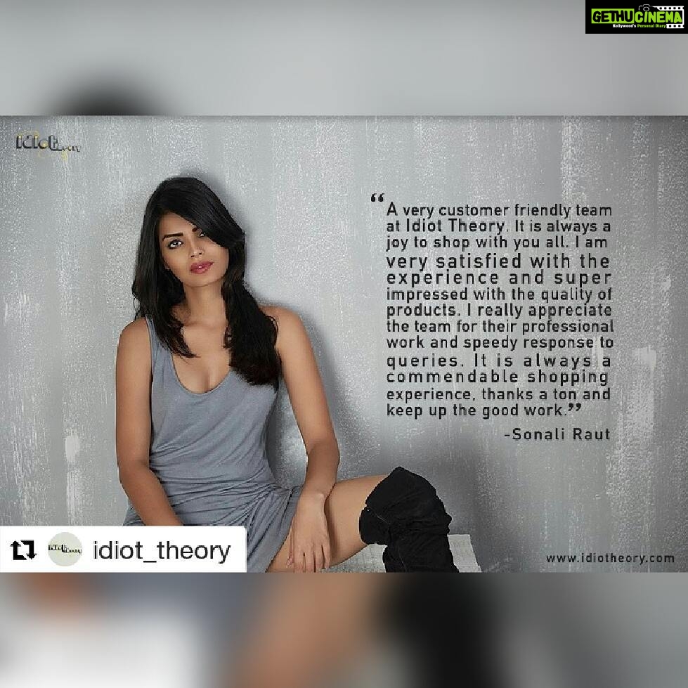 Sonali Raut Instagram - It was a pleasure to shop from you. #Repost @idiot_theory ・・・ Thank you @aslisonali for your kind words. We always work towards giving our best to the customers. #IdiotTheory