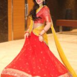 Sreeleela Instagram - Prerelease PellisandaD 💛❤️ Outfit- @bhargavikunam ✨ thank you for this🎀