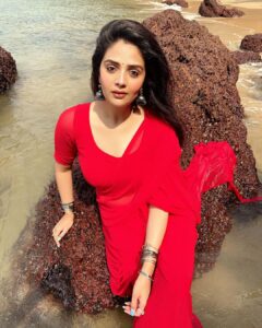 Sreemukhi Instagram - Red HOT! Why NOT?! 😁
Wrapping it up with a saree! 🔥🥰
And this was designed by my dearest @chandrikakancherla in may be 1 hour?!
 I love you @chandrikakancherla 🥰😘

PS- This trip is very close to my heart!❤️🧿

#sreemukhi #redhotwhynot #colagoa #vacation
