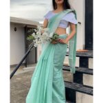 Surabhi Santosh Instagram - Warming up to teals in silver series at WWW.KAATHPUTLI.COM . A colour of summer breeze . A colour of gentle waves. A colour of all that’s blissful. . . Shop for my look at @kaathputli and enjoy 10% extra #discount on orders above Rs.1500/- with my coupon code SURABHI10 valid till August 31st 2020, can be availed by logged-in user. . . . Not applicable for discounted products and out of stock product. 📸: My dad♥️😁 #Kaathputli #kaathputliweaves #turquoise #summervibes #saree #sareelove #IndianGirl #offshouldertop #fashionfusion #CroptopandSaree