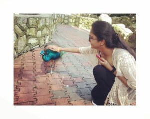 Surabhi Santosh Instagram - My life is a constant chase to pet every animal and bird that I possibly can😂 #GirlOnAMission #NothingComparedToThisBeauty #NationalBirdOfIndia #Peacock