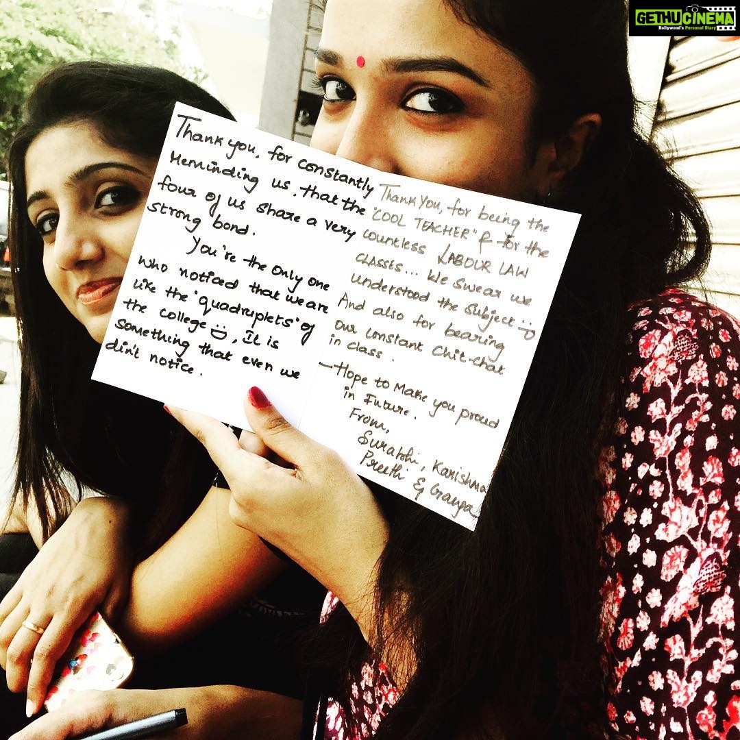 Surabhi Santosh Instagram - #LastDayOfCollege #TheEnd #ByeByeLawSchool #5AmazingYears #ThankyouNotes #ForOurLovelyTeachers❤️