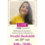 Swathi Deekshith Instagram – I have got something exciting for you all. Today (Oct 20th ) @ 8 PM, I will be there at Brand Mandir live show to unveil their exquisite, in-vogue,and fabulous festive collection of sarees at best prices. Stay tuned. @brandmandir