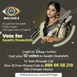 Swathi Deekshith Instagram - This is just her first week in the house! Let us all give her a Chance! . Let's shower some love towards her by saving her this week! . To Vote through Call 📞Dial 888 66 58 219 . Login to Hotstar, type BiggBoss Telugu and cast your Vote to Swathi. . Your blessings will save her! . Voting lines are open till Friday! #HurryUp . . #TeamSwathiDeekshith #SwathiDeekshith #GoVote #BiggBoss4Telugu #StyledbyPriyankasahajananda #BiggBossTelugu4 #BiggBoss #Swathi #Deekshith #SuppprtSwathiDeekshith