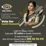 Swathi Deekshith Instagram - This is just her first week in the house! Let us all give her a Chance! . Let's shower some love towards her by saving her this week! . To Vote through Call 📞Dial 888 66 58 219 . Login to Hotstar, type BiggBoss Telugu and cast your Vote to Swathi. . Your blessings will save her! . Voting lines are open till Friday! #HurryUp . . #TeamSwathiDeekshith #SwathiDeekshith #GoVote #BiggBoss4Telugu #StyledbyPriyankasahajananda #BiggBossTelugu4 #BiggBoss #Swathi #Deekshith #SuppprtSwathiDeekshith