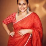 Vidya Balan Instagram - Painted my Monday blues, RED ❤️ Saree - @anavila_m Makeup - @harshjariwala158 Hair - @bhosleshalaka Styling - @who_wore_what_when Photography- @rohnpingalay