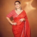 Vidya Balan Instagram - Painted my Monday blues, RED ❤️ Saree - @anavila_m Makeup - @harshjariwala158 Hair - @bhosleshalaka Styling - @who_wore_what_when Photography- @rohnpingalay