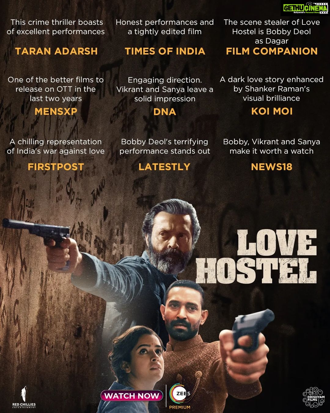 Vikrant Massey Instagram - It looks like we can stop looking for a safe place 'cause we've found your love! 🤩 Stream #LoveHostel now, exclusively on #ZEE5. @iambobbydeol @sanyamalhotra_ @shanksthekid @gaurikhan @mundramanish @_GauravVerma @guptaaraghav @RedChiliesEnt @drishyamfilms @ZEE5 @zeemusiccompany