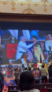 Vivek Dahiya Instagram - Recorded this video with moist eyes and immense pride in my heart. @divyankatripathidahiya honoured with @championsofchangeawards by the Governor and Chief Minister of Madhya Pradesh, Shri Mangubhai Patel and Shri Shivraj Singh Chouhan, respectively. You are a pride to MP and India both. Keep inspiring!