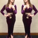 Zareen Khan Instagram - Wearing this beautiful velvet drape gown by @archanakochharofficial for an event in Ludhiana. 💜 #Lategram #ZareenKhan